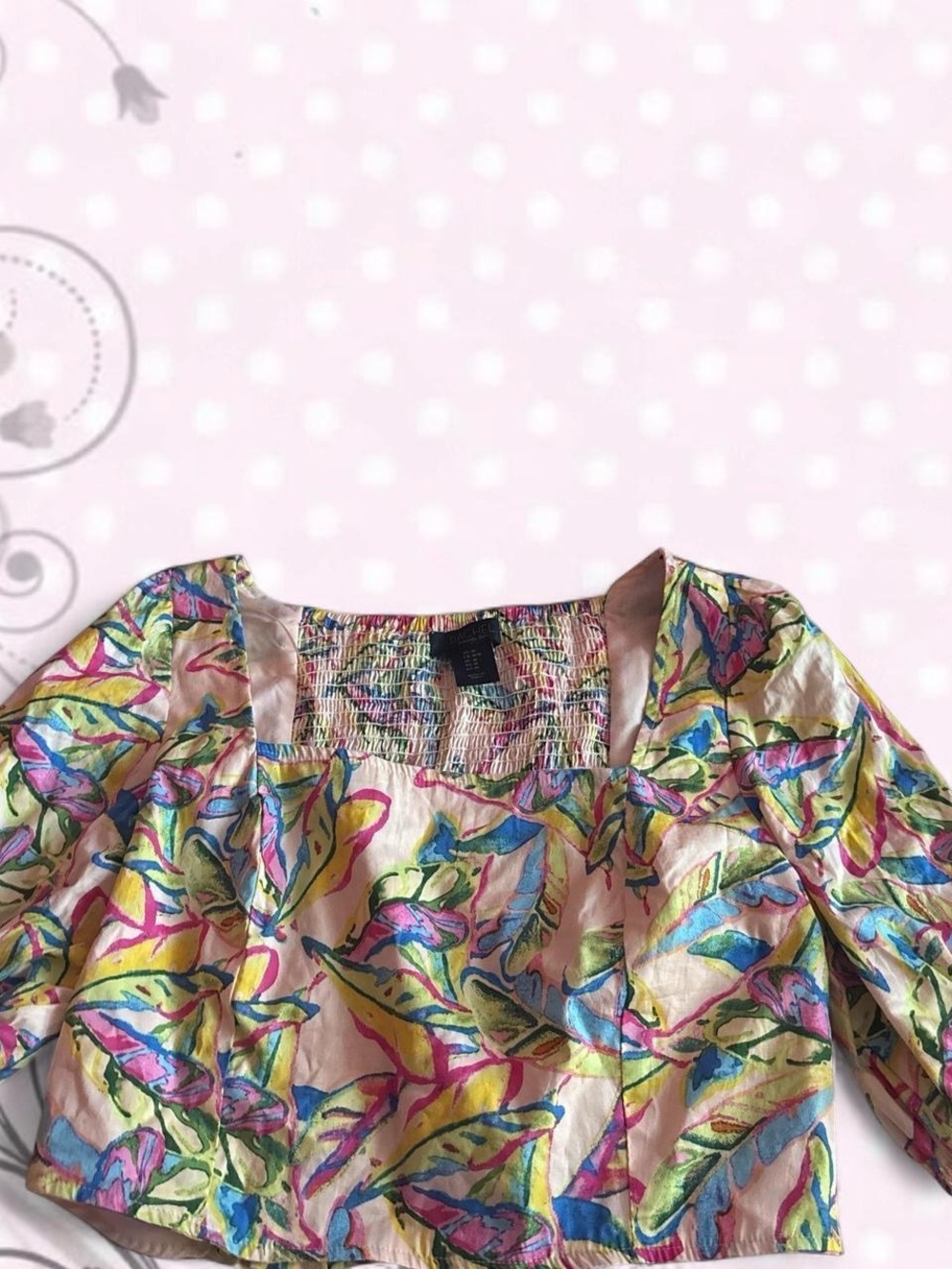 RACHEL Rachel Roy Multicolor Leaf-Print Crop Top